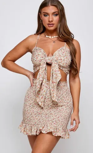 Tie crop and skirt set