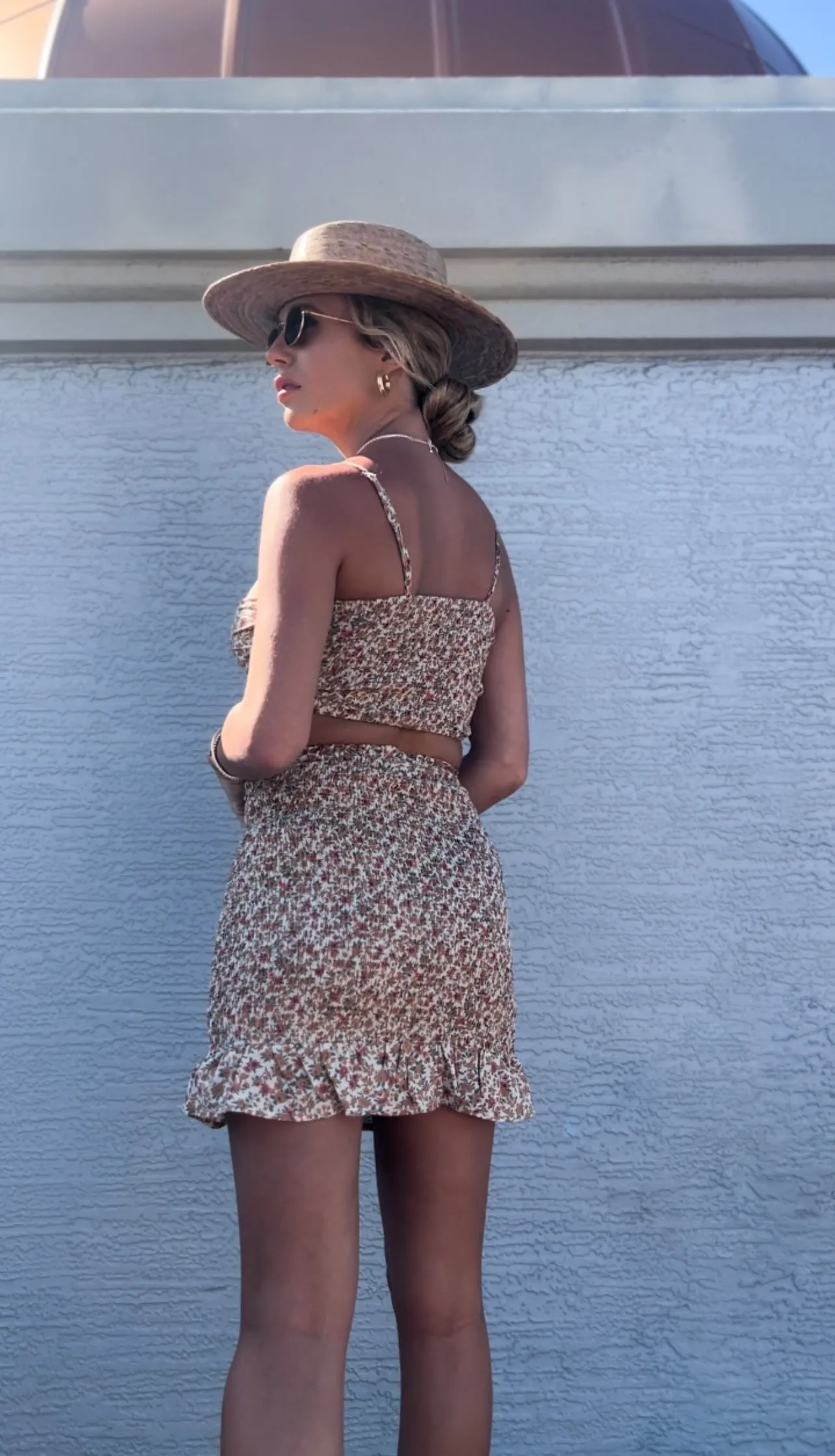 Tie crop and skirt set