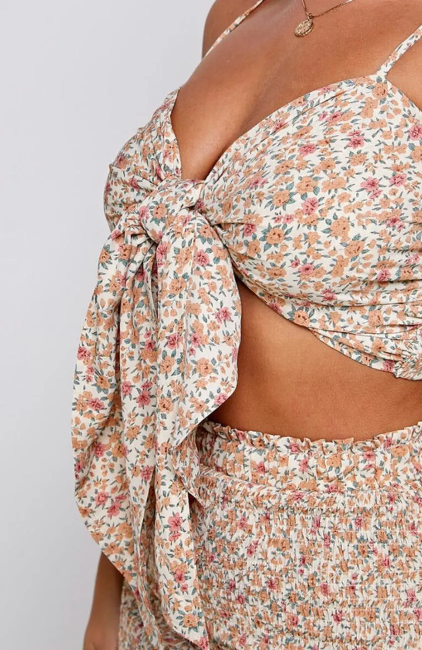 Tie crop and skirt set