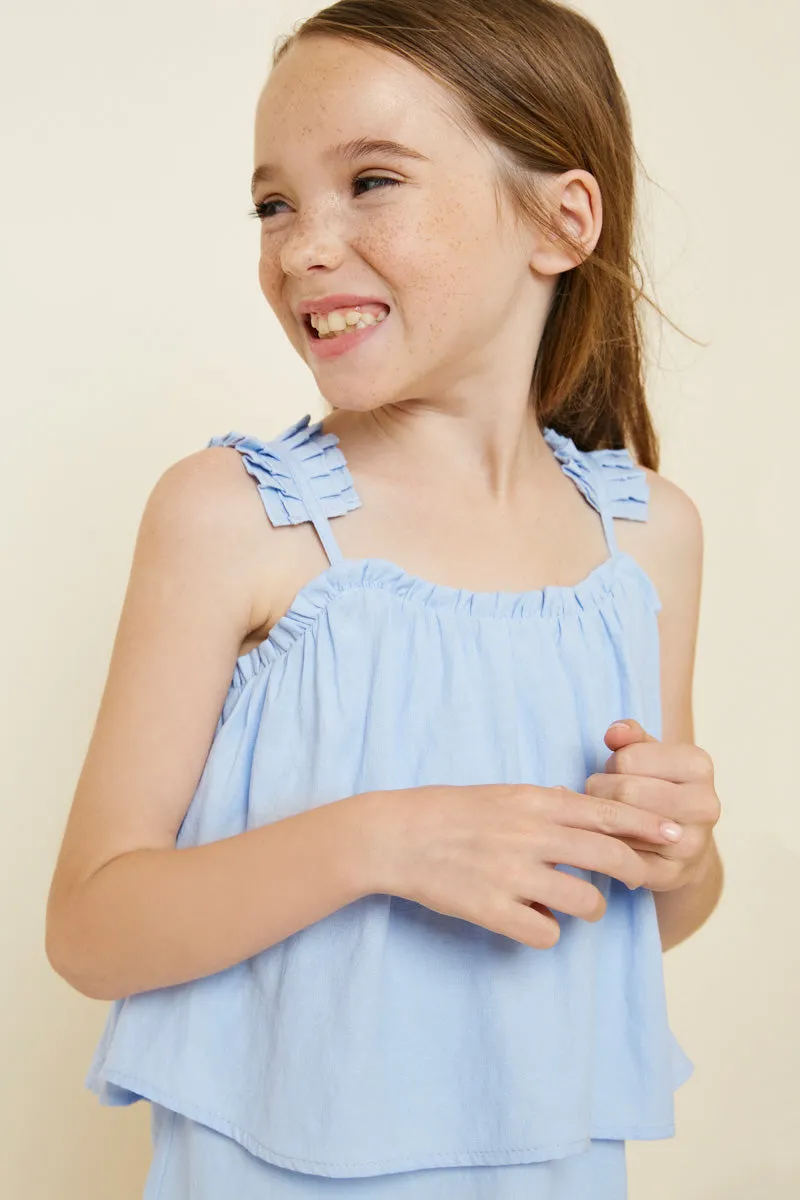 Tiered Pleated Strap Tank Top