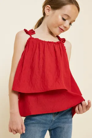 Tiered Pleated Strap Tank Top