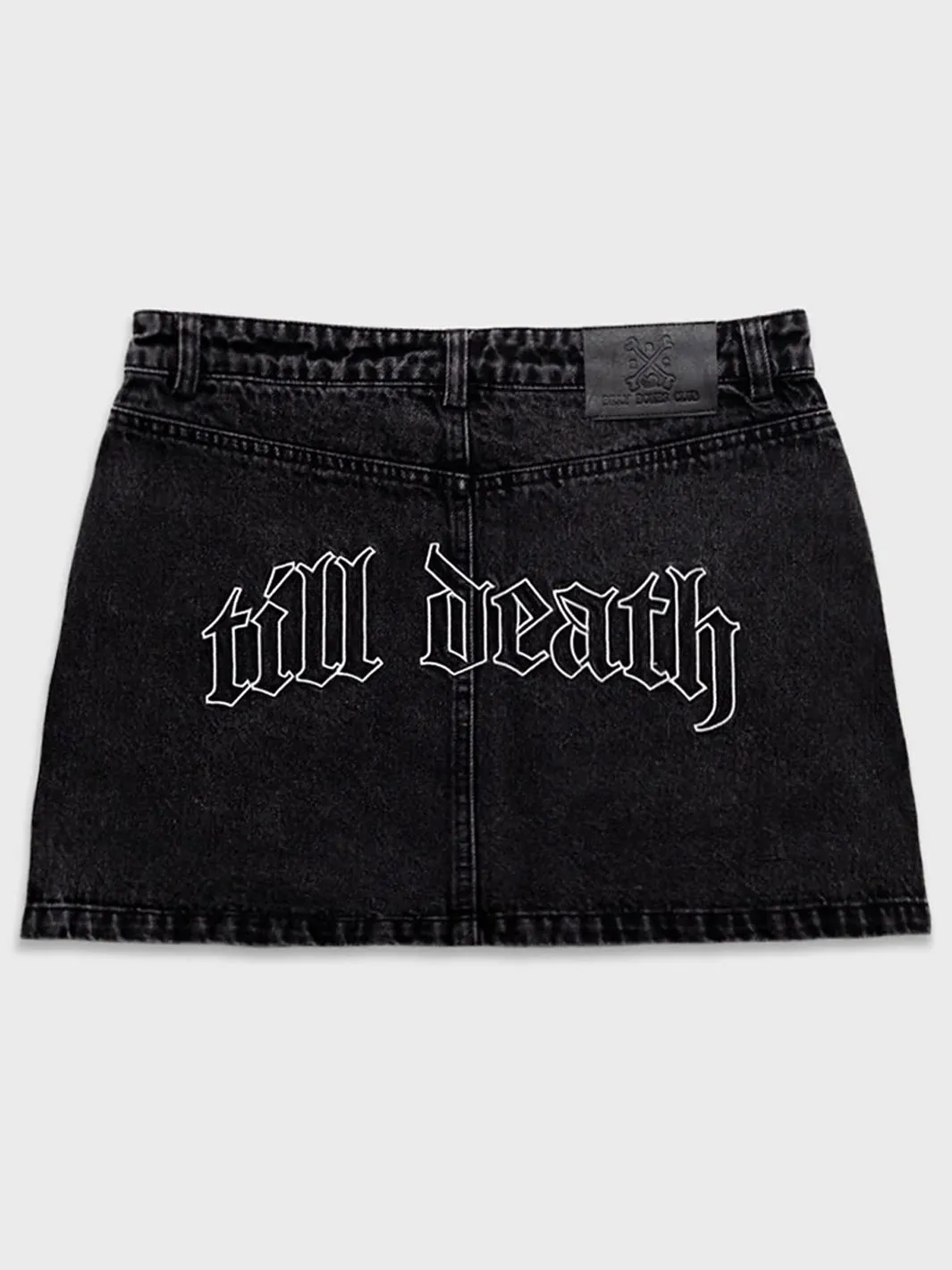 TILL DEATH DENIM SKIRT - ACID BLACK