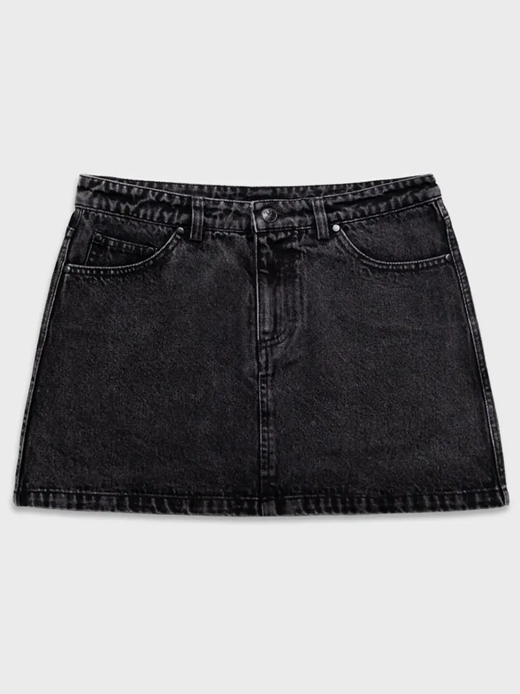 TILL DEATH DENIM SKIRT - ACID BLACK