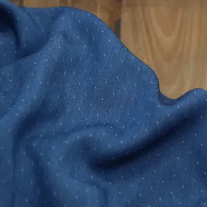 Tissu Tencel Chambray Plumetis - Denim Bleu moyen (Vendu x10cm)