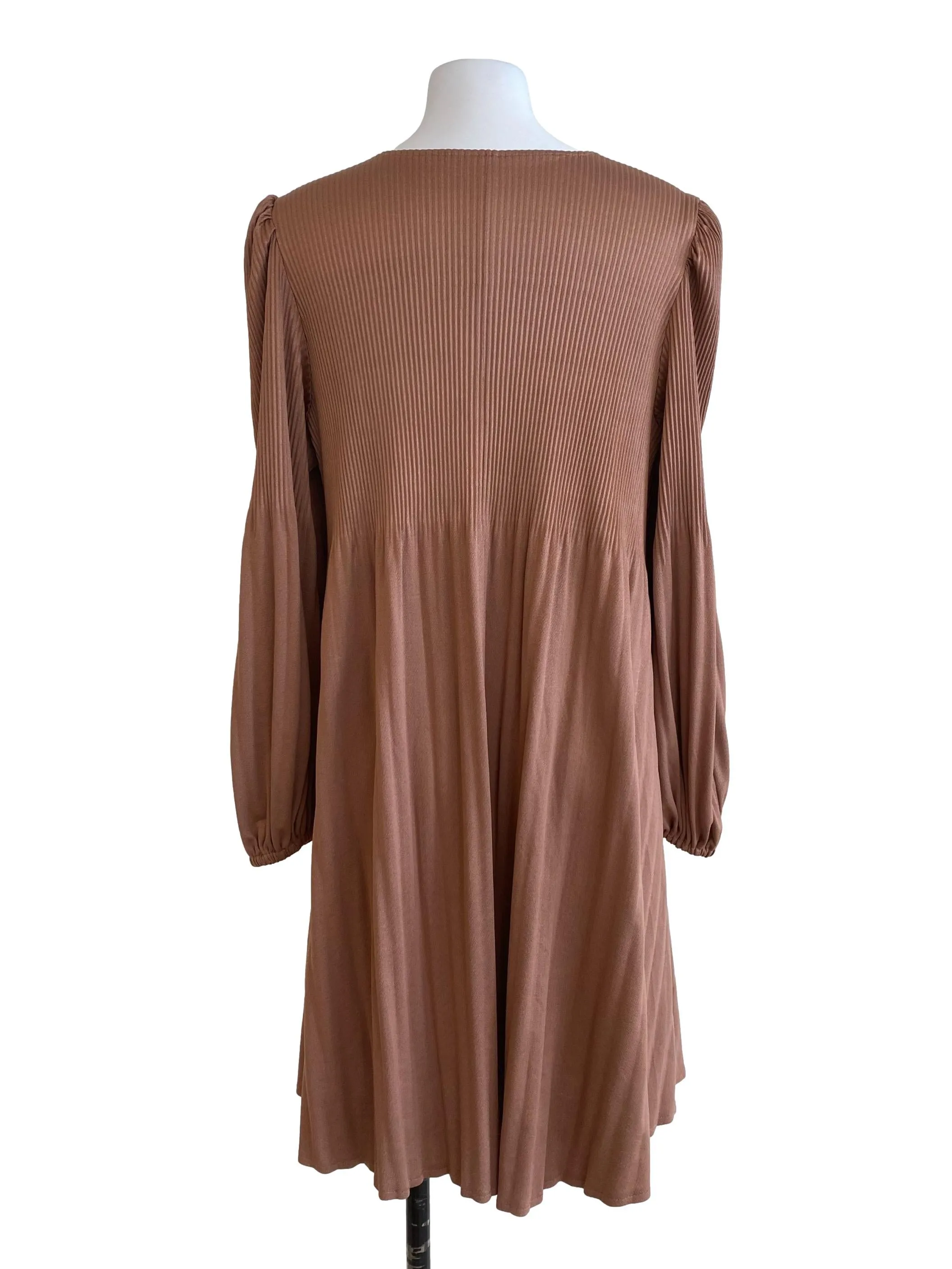 Toffee Brown Pleated Dress