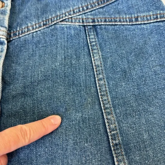 Topshop Moto Petite Button Down Blue Denim Skirt