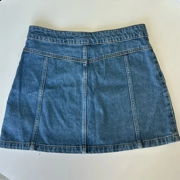 Topshop Moto Petite Button Down Blue Denim Skirt