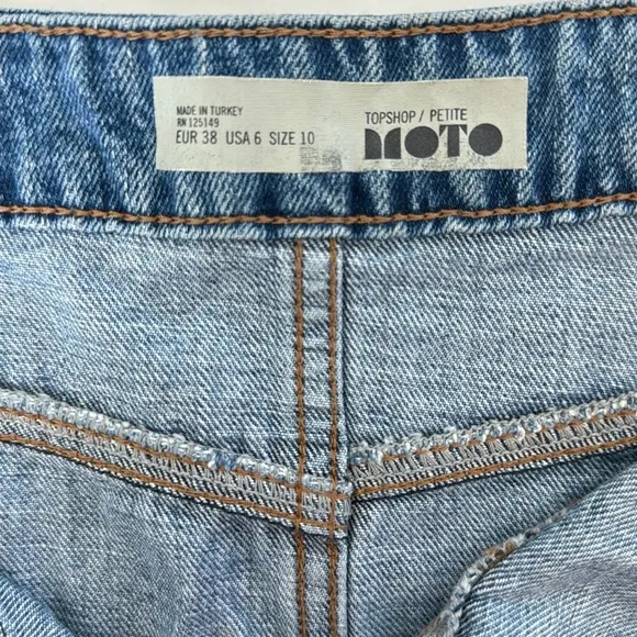 Topshop Moto Petite Button Down Blue Denim Skirt
