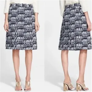 Tory Burch Navy A-Line Pleated Skirt, Women Size 8