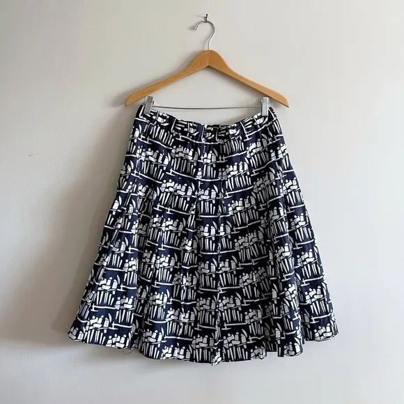 Tory Burch Navy A-Line Pleated Skirt, Women Size 8