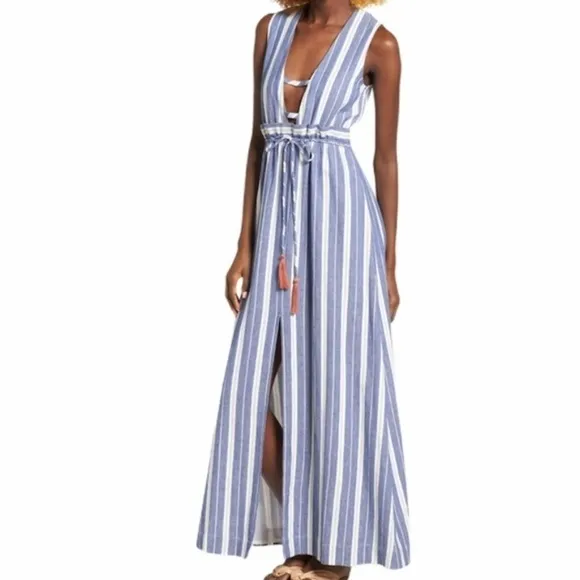 Tularosa Revolve Maxi Dress Blue White Small