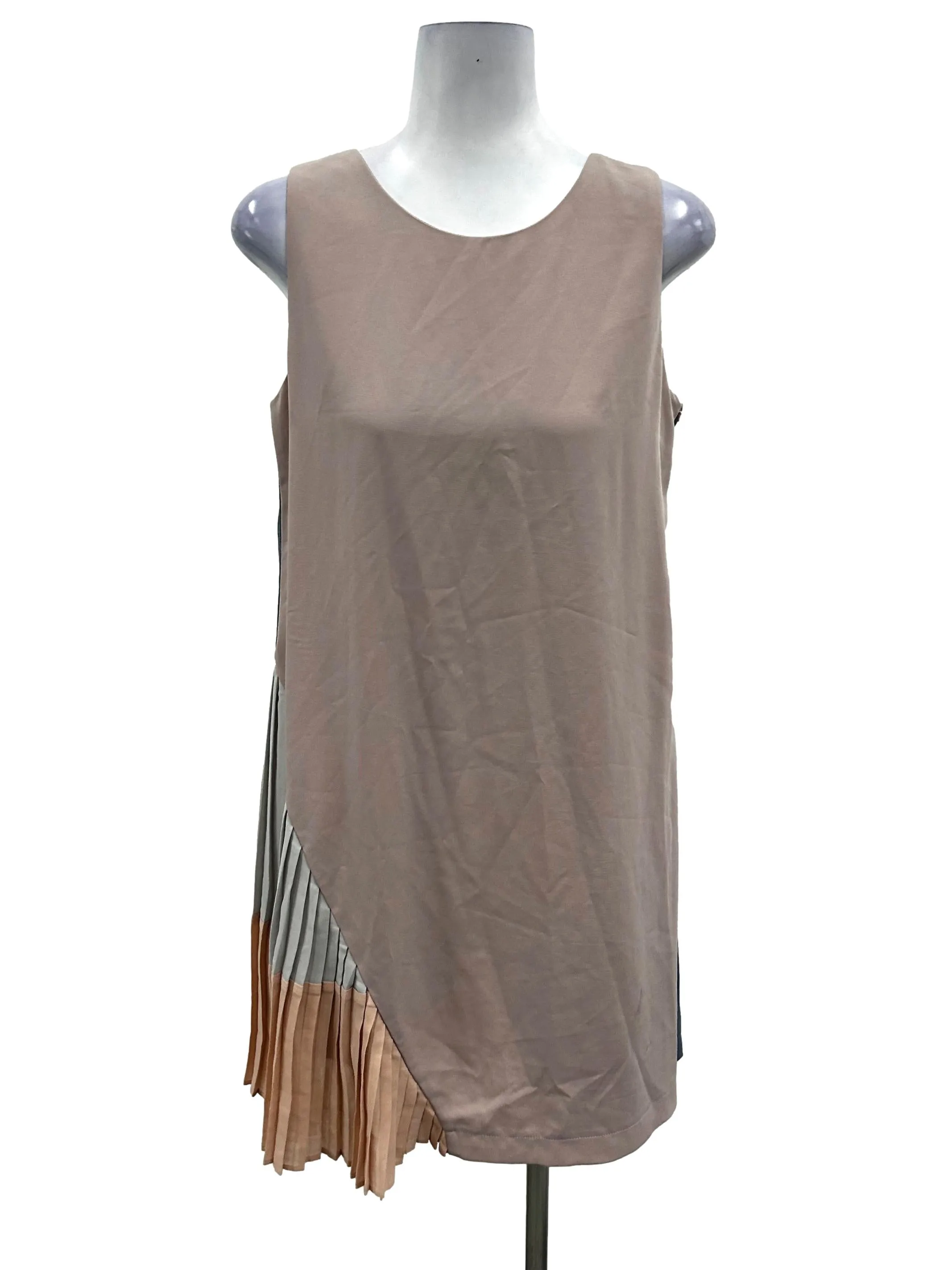 Two Toned Pleated Shift Dress