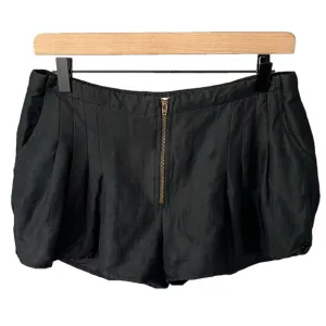 Ulla Johnson Black Pleated Zipper Mini Shorts