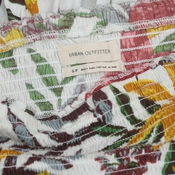 Urban Outfitters UO Nikita Floral Mini Skirt Cotton Smocked Ruffle S New