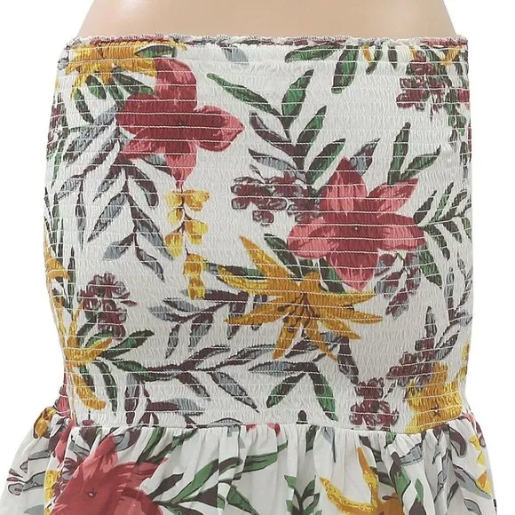 Urban Outfitters UO Nikita Floral Mini Skirt Cotton Smocked Ruffle S New