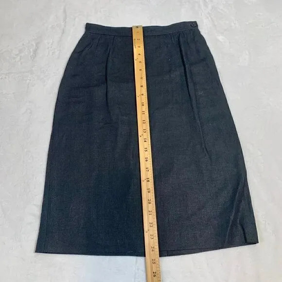 Valentino black pleated lined above knee fitted a-line pencil skirt