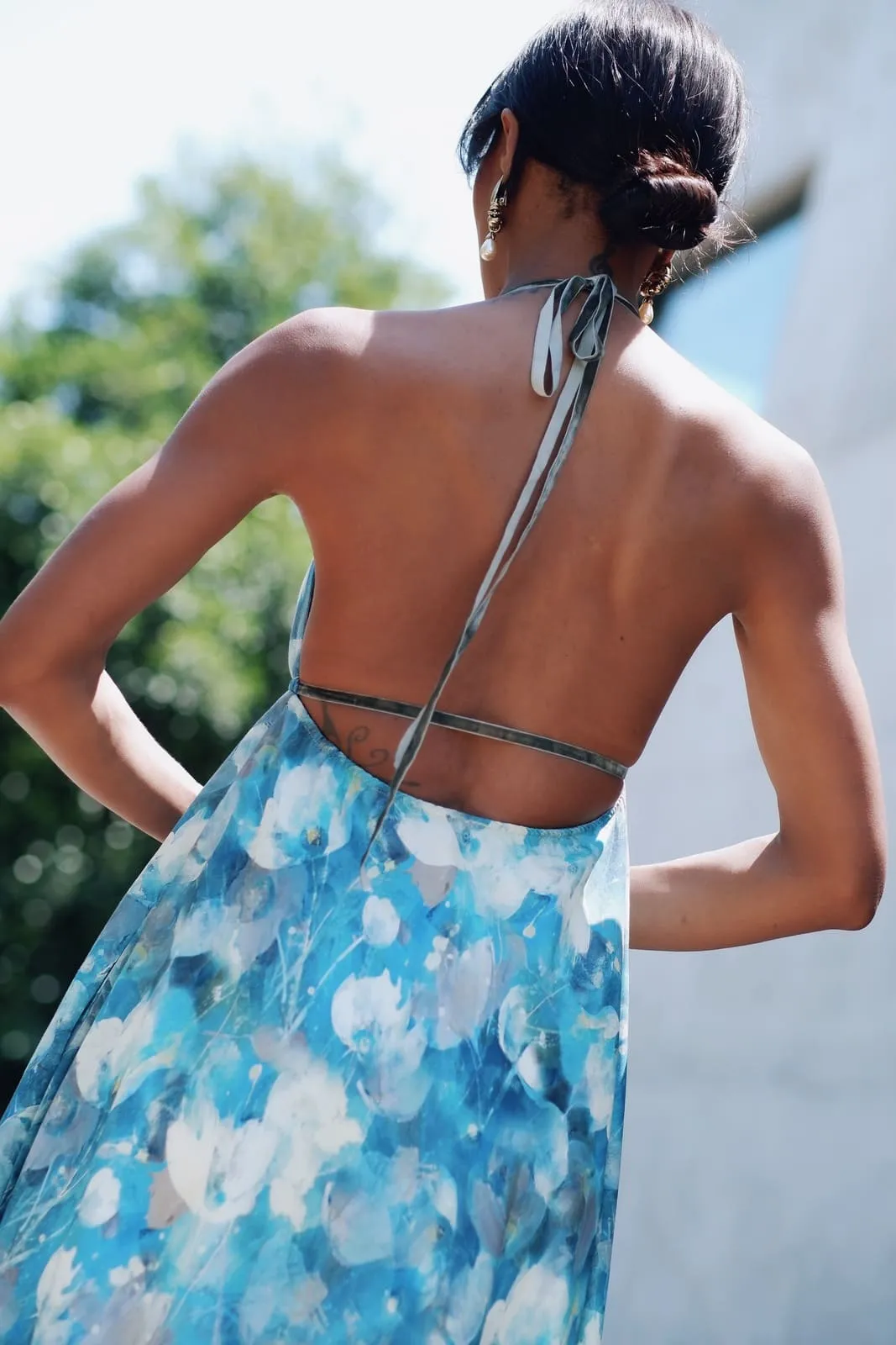 VESTIDO MULTICOLOR AZUL FLORAL