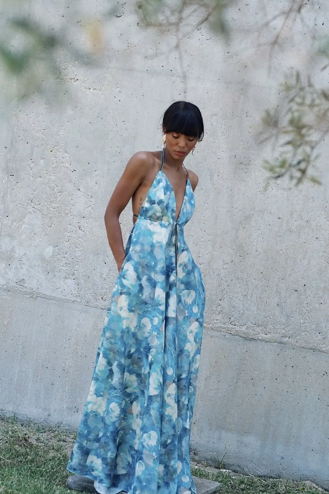 VESTIDO MULTICOLOR AZUL FLORAL