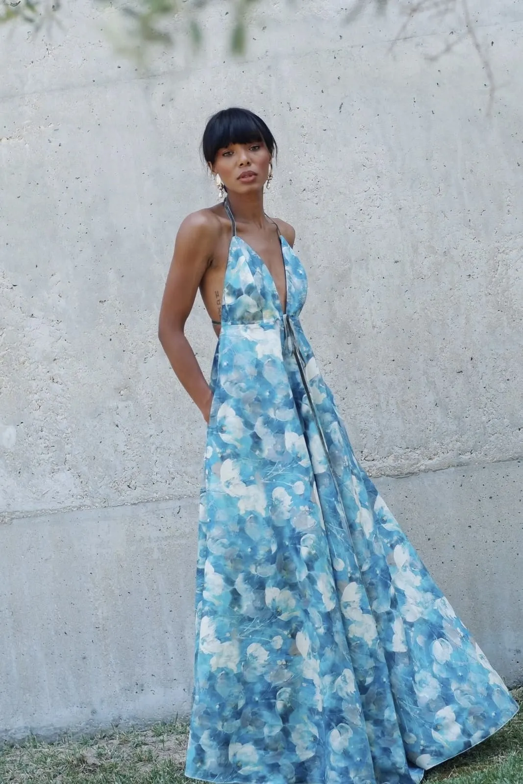 VESTIDO MULTICOLOR AZUL FLORAL