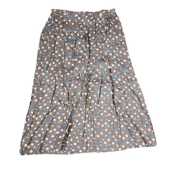 Vintage 70s Doncaster Pleated A-Line Skirt Womens Size S Brown Blue
