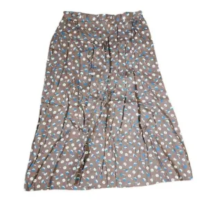 Vintage 70s Doncaster Pleated A-Line Skirt Womens Size S Brown Blue