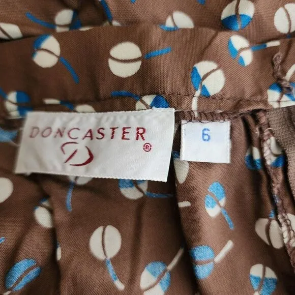 Vintage 70s Doncaster Pleated A-Line Skirt Womens Size S Brown Blue