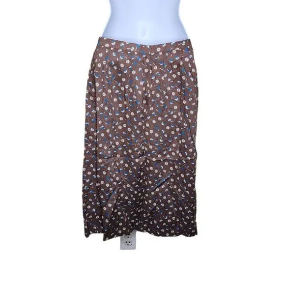 Vintage 70s Doncaster Pleated A-Line Skirt Womens Size S Brown Blue