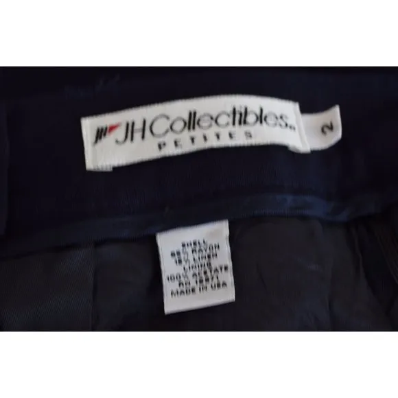 Vintage 90s Navy Rayon/Linen Pencil Skirt by JH Collectibles Petites size 2 | 24