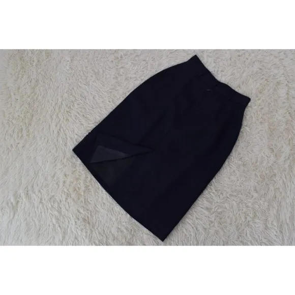 Vintage 90s Navy Rayon/Linen Pencil Skirt by JH Collectibles Petites size 2 | 24