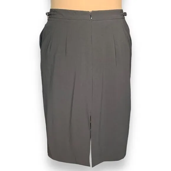 Vintage Giorgio Armani Classico Skirt Black High Waisted Tailored Pencil Wool