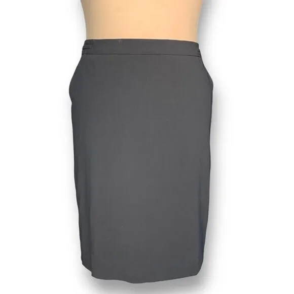 Vintage Giorgio Armani Classico Skirt Black High Waisted Tailored Pencil Wool