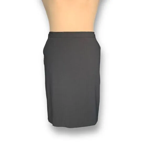 Vintage Giorgio Armani Classico Skirt Black High Waisted Tailored Pencil Wool