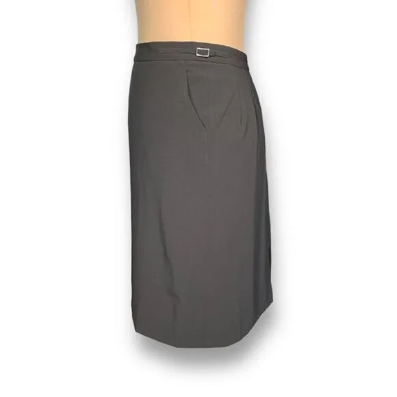 Vintage Giorgio Armani Classico Skirt Black High Waisted Tailored Pencil Wool