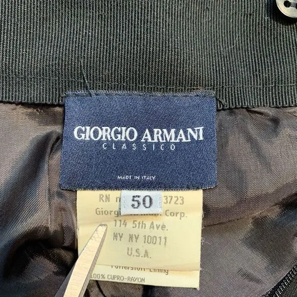 Vintage Giorgio Armani Classico Skirt Black High Waisted Tailored Pencil Wool