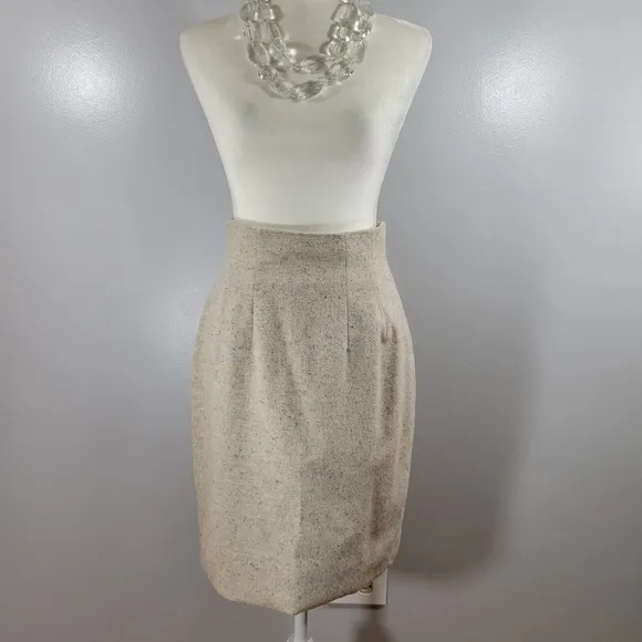 Vintage RICHARD TYLER high waisted wool angora blend silk lined pencil skirt USA