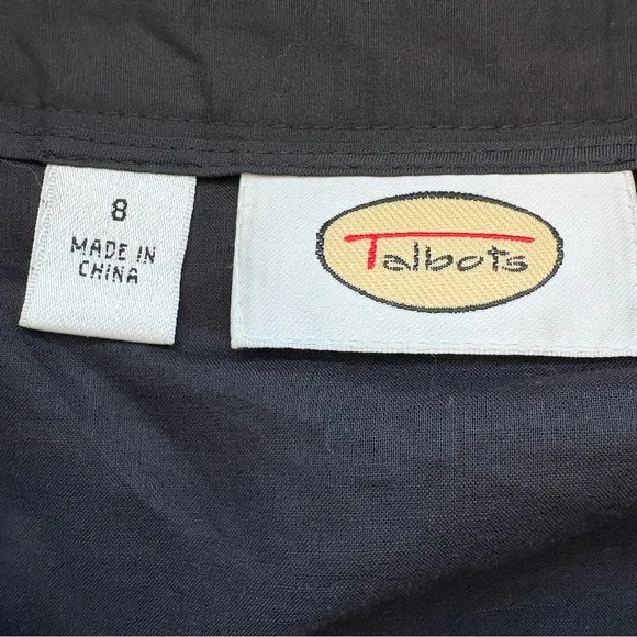 Vintage Talbots 100% Cotton Midi Beaded Skirt Womens 8 Modest A-Line 50's Style