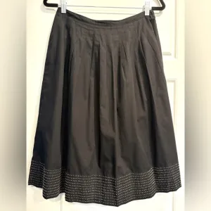 Vintage Talbots 100% Cotton Midi Beaded Skirt Womens 8 Modest A-Line 50's Style
