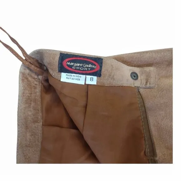 Vintage Tan Suede Maxi Skirt MARGARET GODFREY 90s High Waisted Fall Winter Sz 8