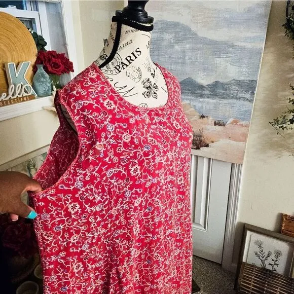 VTG Victoria Holley Rayon Crinkle Floral Print Boho Maxi Dress. XL Fit