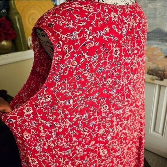 VTG Victoria Holley Rayon Crinkle Floral Print Boho Maxi Dress. XL Fit