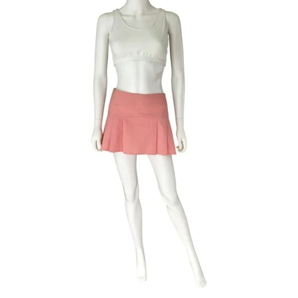 Vtg Y2K Pleated Micro Mini Skirt L Low Rise Pastel Pink Plaid Preppy Goth Barbie