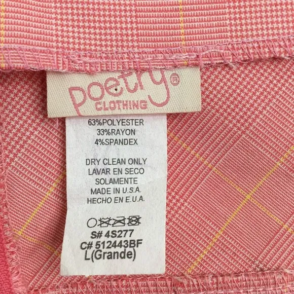 Vtg Y2K Pleated Micro Mini Skirt L Low Rise Pastel Pink Plaid Preppy Goth Barbie