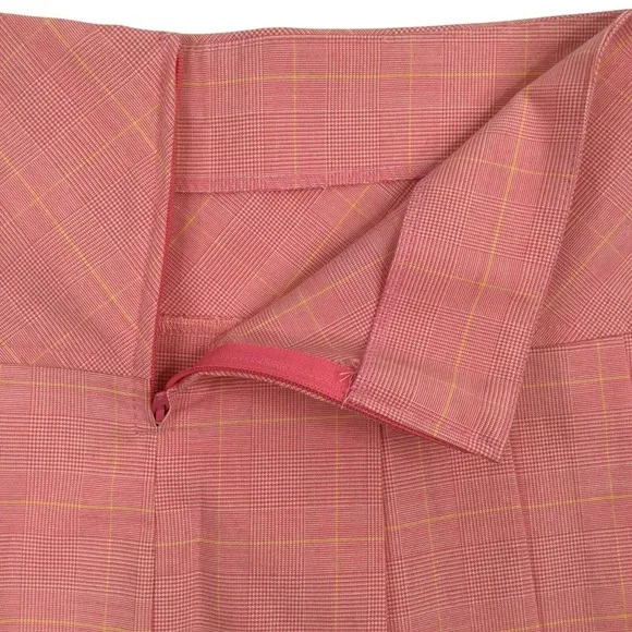 Vtg Y2K Pleated Micro Mini Skirt L Low Rise Pastel Pink Plaid Preppy Goth Barbie