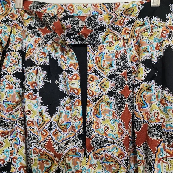 W118 by Walter Baker Pleated Paisley Print Mini Skirt Large Multicolor