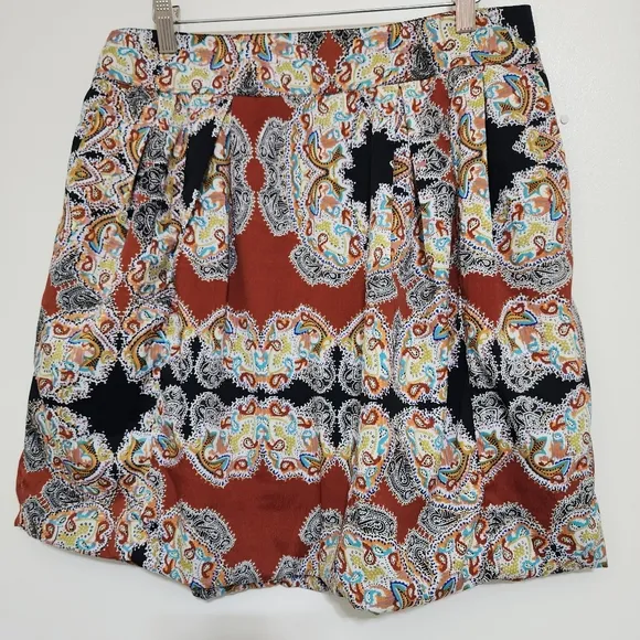 W118 by Walter Baker Pleated Paisley Print Mini Skirt Large Multicolor