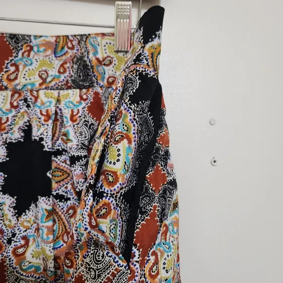W118 by Walter Baker Pleated Paisley Print Mini Skirt Large Multicolor