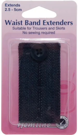 Waistband Extender Button For Trousers & Skirts Extends 1-2 Inches: Medium Denim