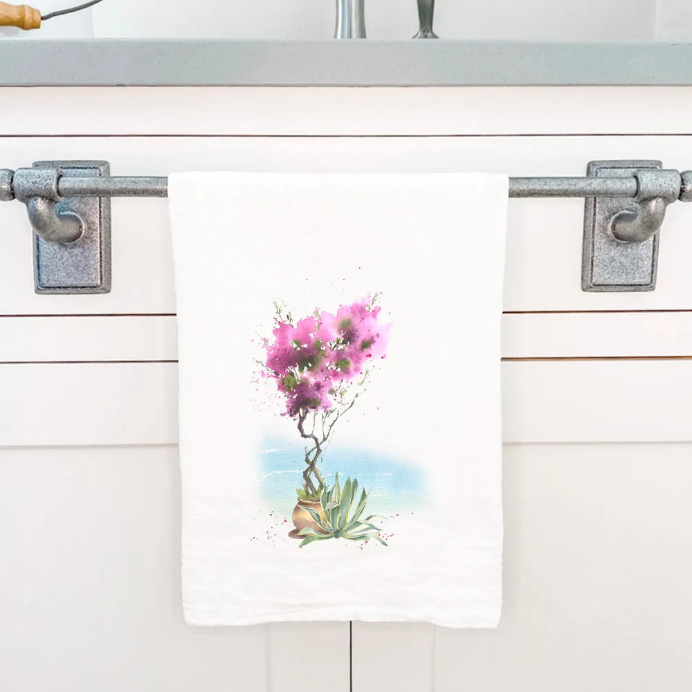 Watercolor Bougainvillea - Cotton Tea Towel