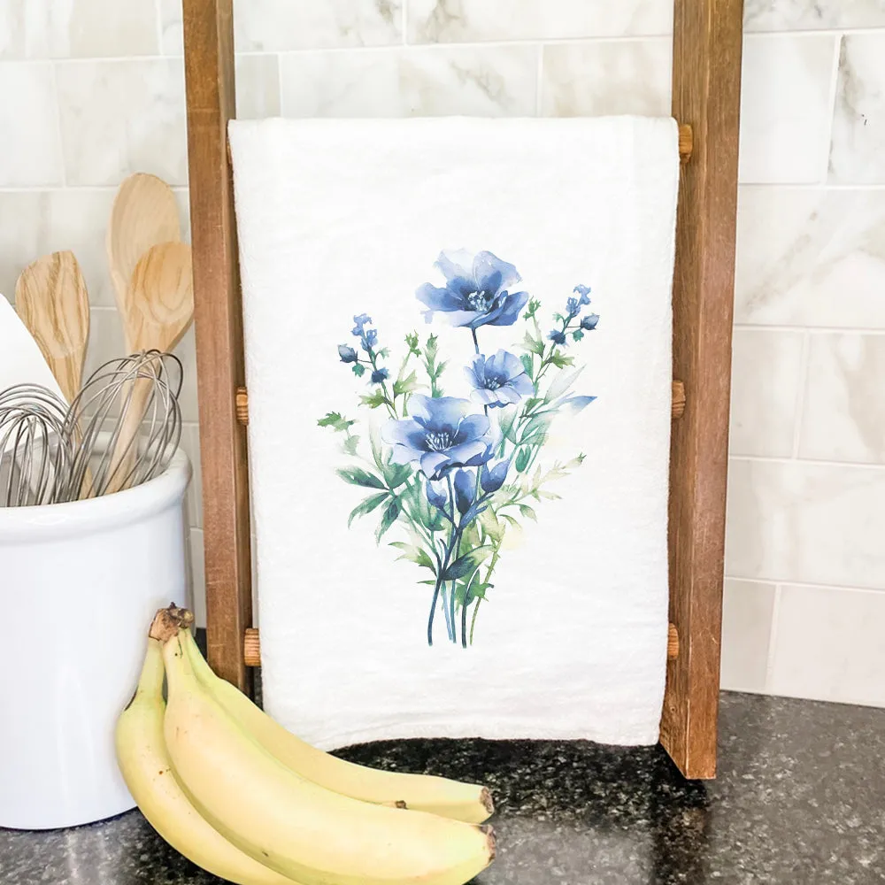 Watercolor Indigo Bouquet - Cotton Tea Towel