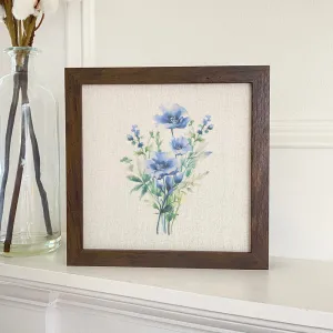 Watercolor Indigo Bouquet - Framed Sign